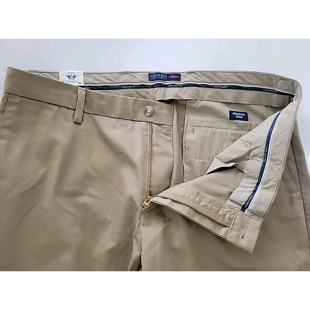 NEW Dockers Signature Khakis Pants 38x29 Slim Fit Flex Waistband Grip LuxStretch